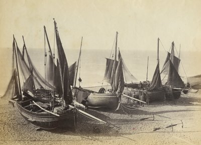 Fishing Boats Pulled Up onto the Beach at Shoreham-by-Sea, c.1880 by English Photographer